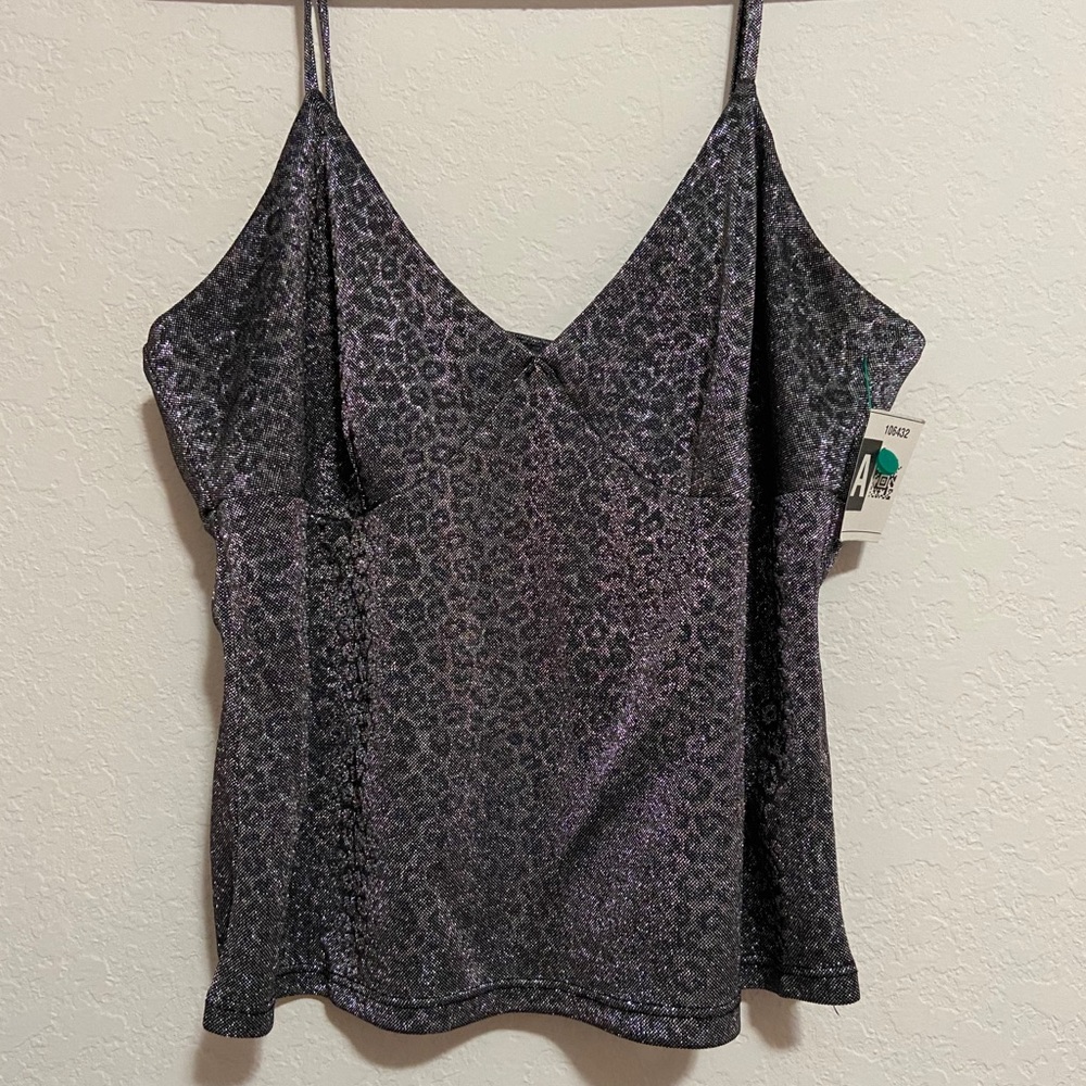 NWT Leopard Print Glitter Cropped Tank